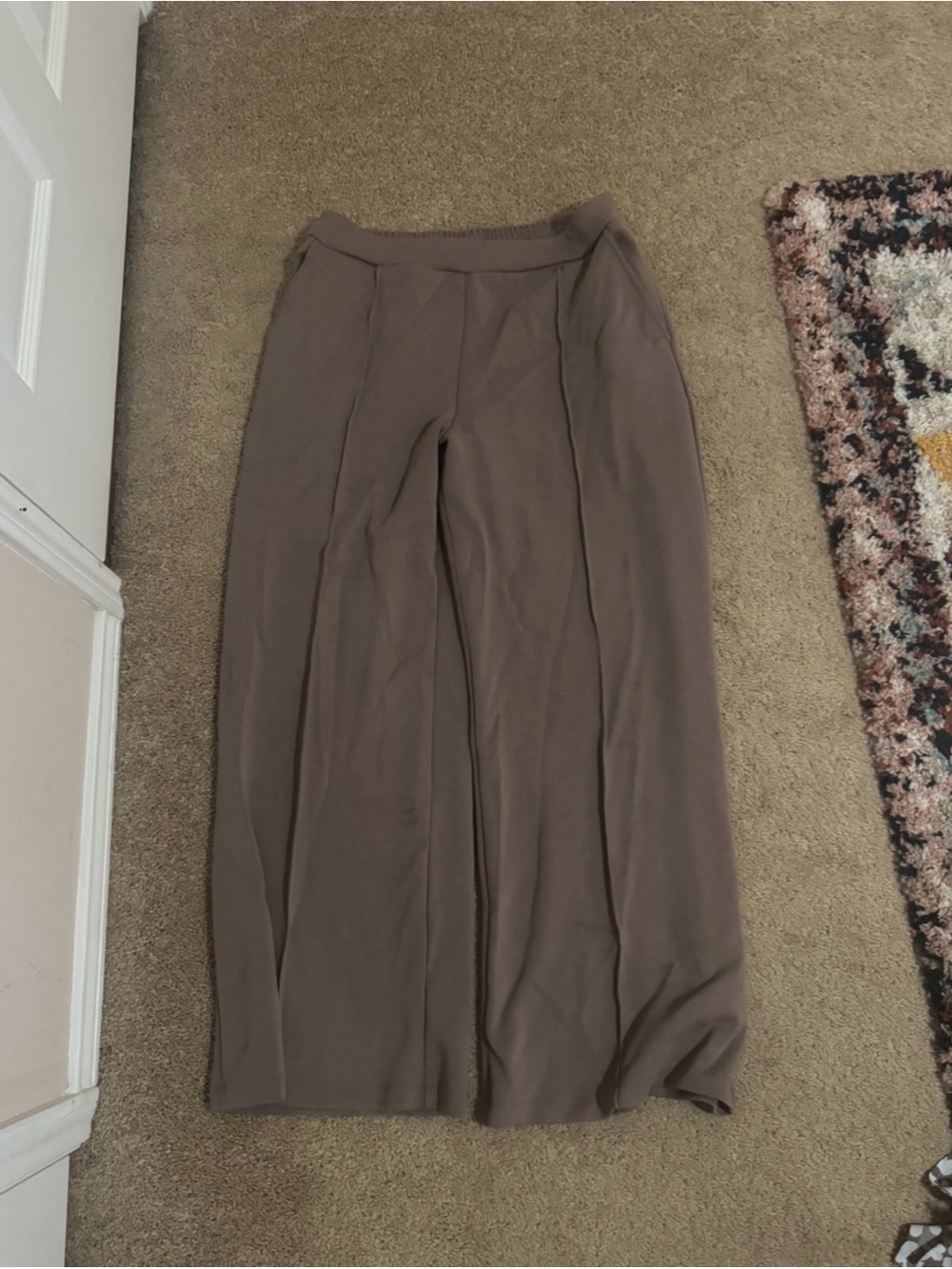 Wide-Leg Pull-On Pants in Taupe